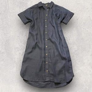 J. CREW Baird McNutt Irish Linen Shirtdress Pockets Relaxed Fit Navy Blue XXS